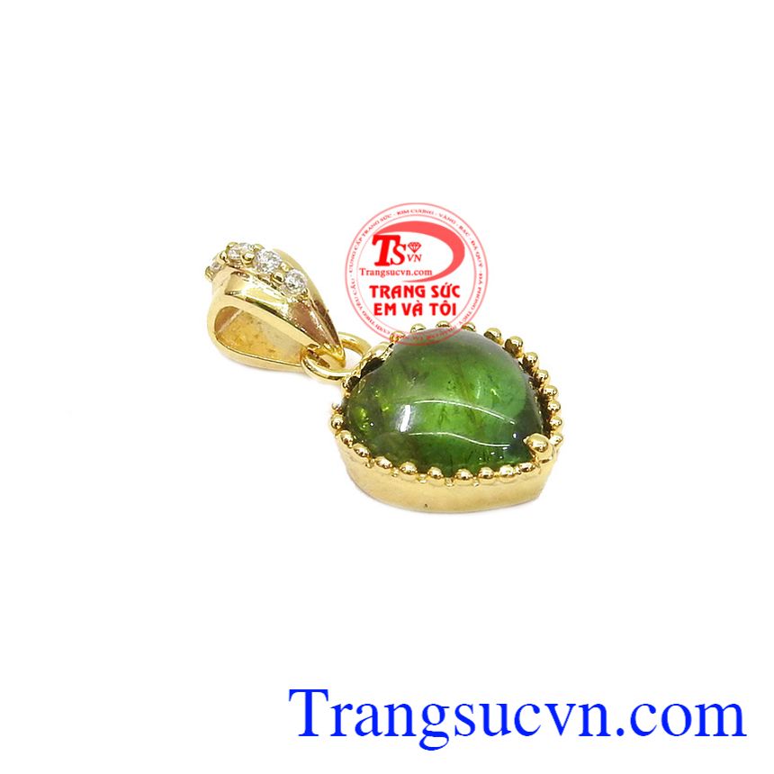 Mặt dây trái tim tourmalin thiên nhiên, Mặt Dây Đá Tourmaline, mặt dây vàng đá quý