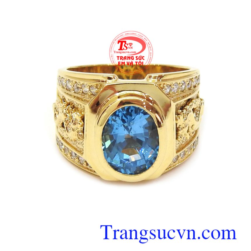 Nhẫn nam đá Topaz mệnh Mộc & Thủy, nhẫn nam đá quý, nhẫn nam đẹp