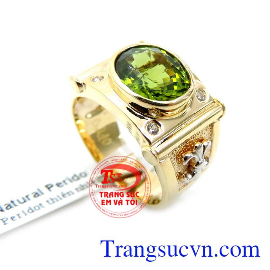 Nhẫn Nam Peridot 14K Trẻ Trung, Nhẫn nam đẹp, nhẫn nam vàng sang trọng