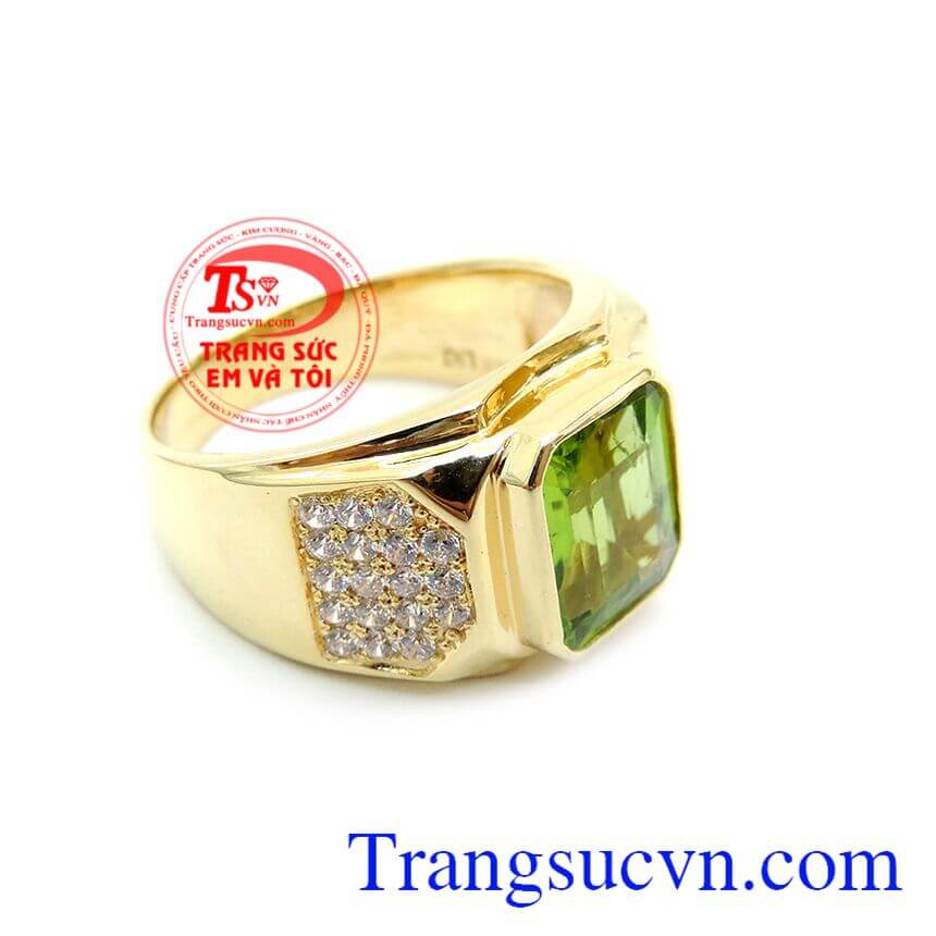 Nhẫn Nam Peridot Thiên Nhiên Mệnh Mộc, Nhẫn nam Peridot, nhẫn nam vàng sang trọng Nhẫn Nam Peridot Thiên Nhiên Mệnh Mộc, Nhẫn nam Peridot, nhẫn nam vàng sang trọng