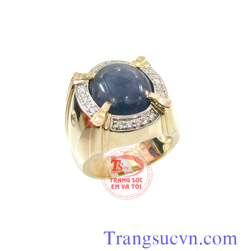 Nhẫn nam sapphire Oval-Cabochon, Nhẫn nam Sapphire, nhẫn nam vàng sang trọng Nhẫn nam sapphire Oval-Cabochon, Nhẫn nam Sapphire, nhẫn nam vàng sang trọng