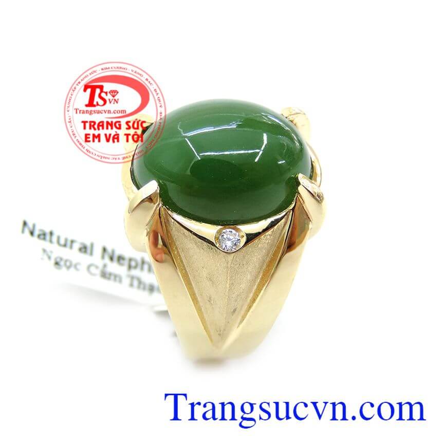 Nhẫn Nam Vàng 14K Gắn Đá Ngọc Bích Thiên Nhiên, Nhẫn nam đẹp, nhẫn nam vàng sang trọng