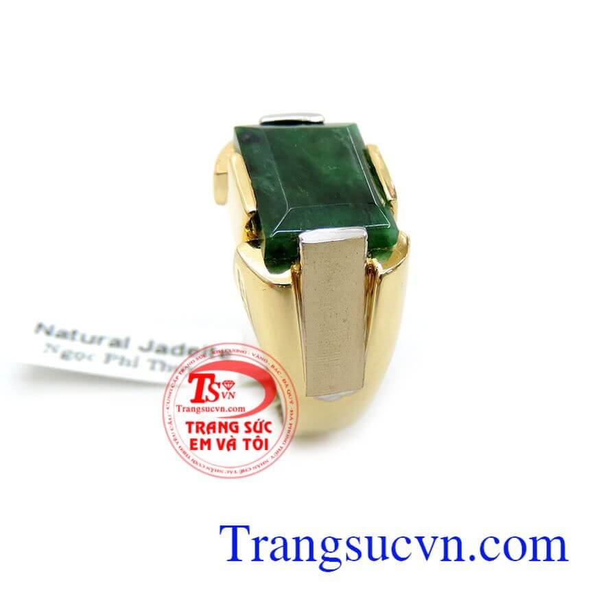 Nhẫn Nam Vàng 14K Jadeite Thiên Nhiên, Nhẫn nam đẹp, Nhẫn nam vàng sang trọng