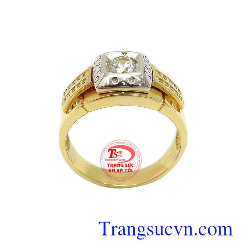 Nhẫn nam vàng 18k mạnh mẽ, nhẫn nam vàng tây, nhẫn nam đẹp