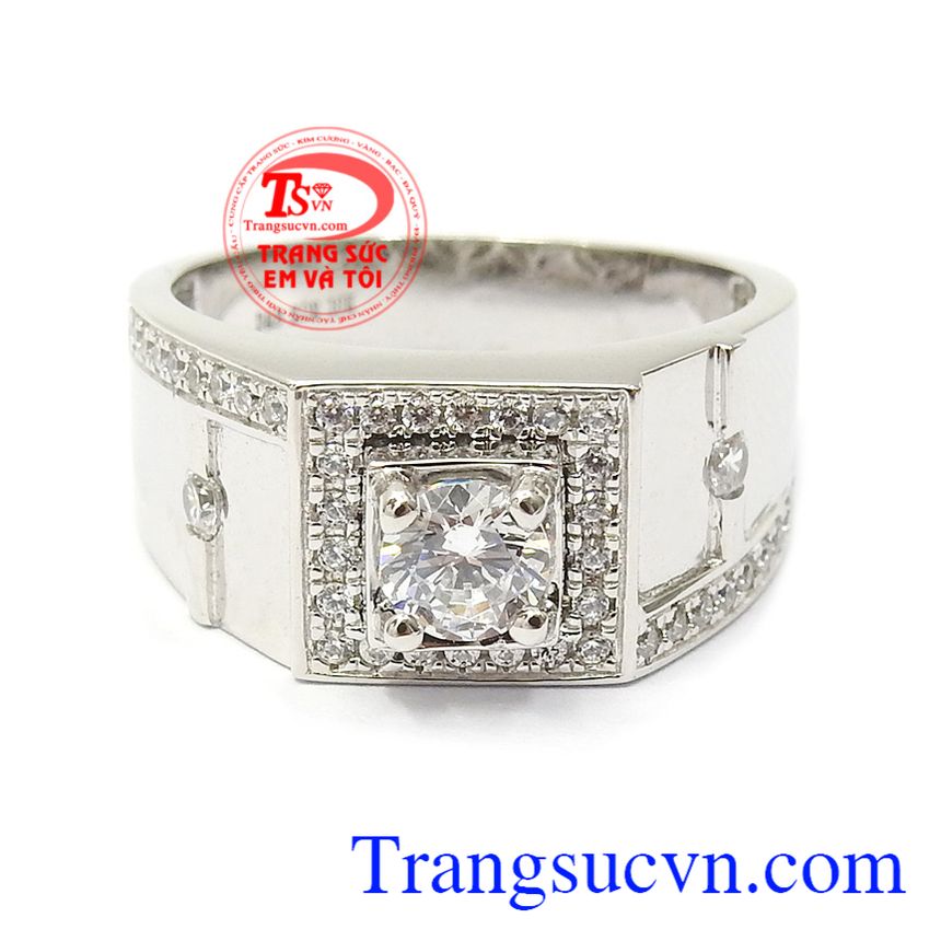 Nhẫn nam vàng trắng quyền uy, Nhẫn vàng trắng nam, nhẫn nam thời trang Nhẫn nam vàng trắng quyền uy, Nhẫn vàng trắng nam, nhẫn nam thời trang