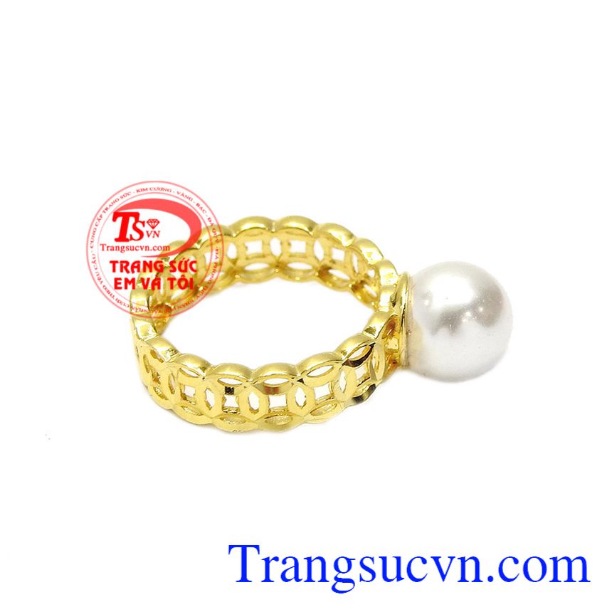 Nhẫn nữ kim tiền ngọc trai, nhẫn nữ đá quý