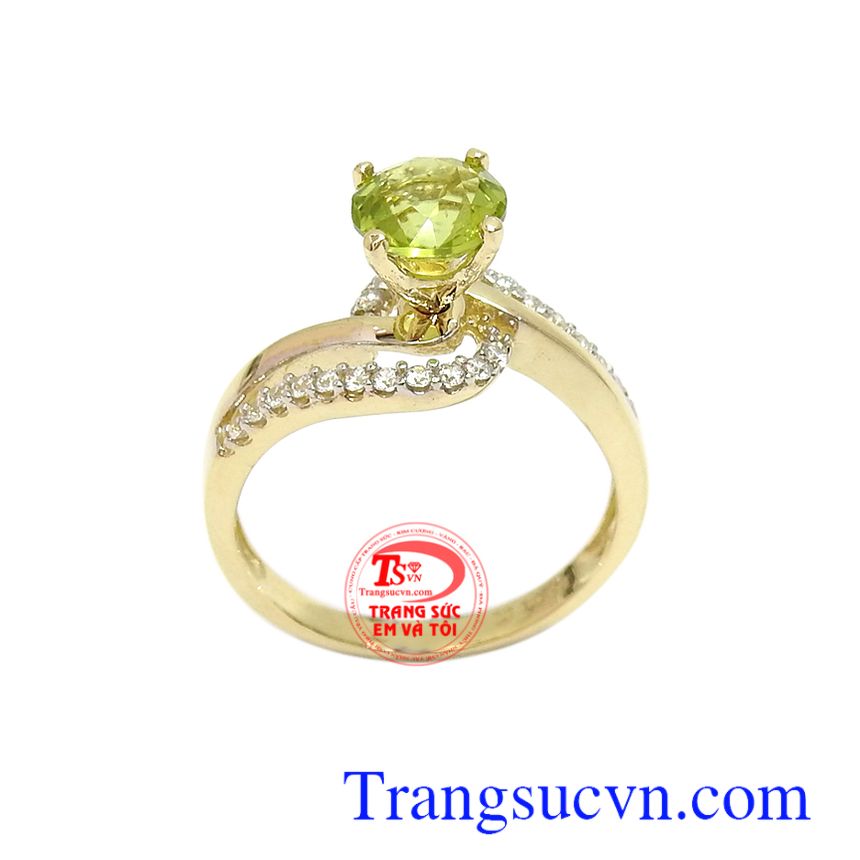 Nhẫn nữ Peridot 10k hưng thịnh, nhẫn nữ đá quý, nhẫn peridot