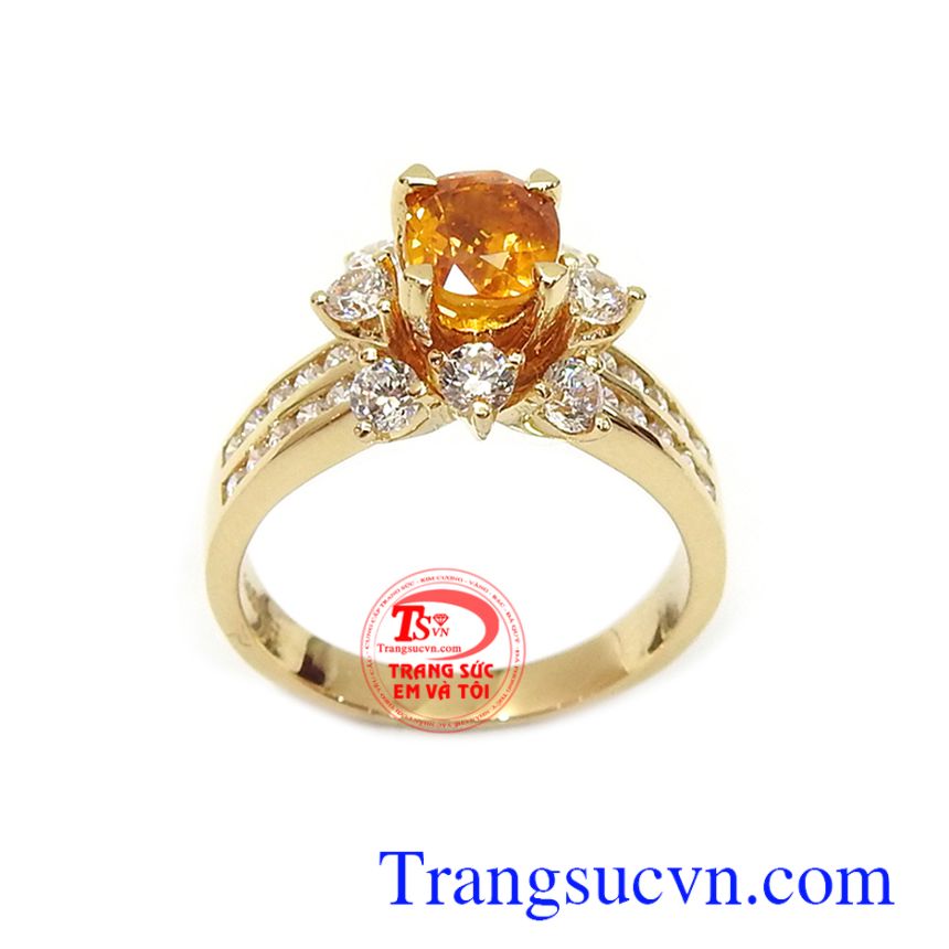 Nhẫn nữ Sapphire may mắn vàng 14k, nhẫn nữ đá quý, nhẫn nữ Sapphire
