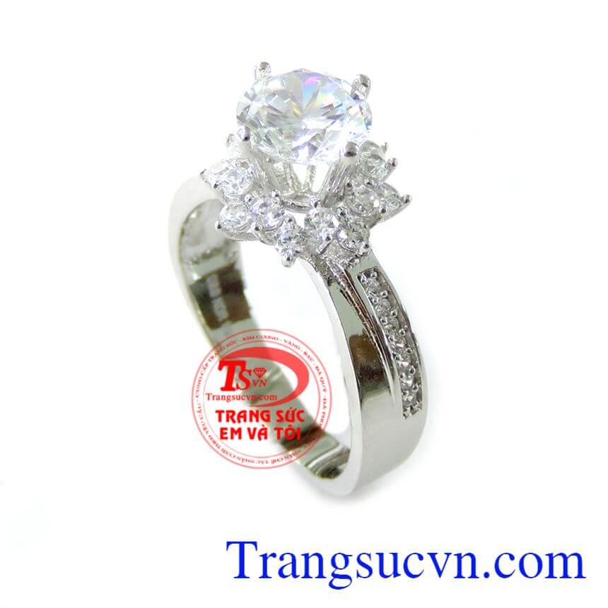 Nhẫn Nữ Vàng Trắng Bông Hoa, Nhẫn nữ vàng trắng, nhẫn nữ vàng quý phái Nhẫn Nữ Vàng Trắng Bông Hoa, Nhẫn nữ vàng trắng, nhẫn nữ vàng quý phái