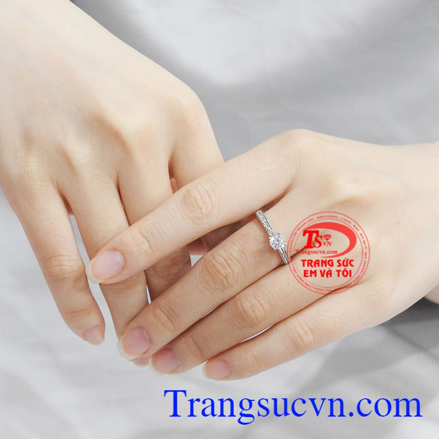 Nhẫn nữ vàng trắng thanh nhã, Nhẫn nữ đẹp, Nhẫn nữ vàng sang trọng