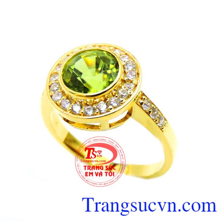 Nhẫn vàng đá mệnh mộc, Nhẫn Peridot, nhẫn nữ vàng thời trang
