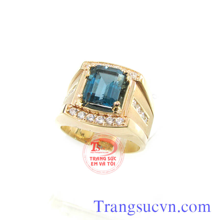 Nhẫn vàng tây đá topaz, Nhẫn nam Topaz, nhẫn nam vàng sang trọng Nhẫn vàng tây đá topaz, Nhẫn nam Topaz, nhẫn nam vàng sang trọng