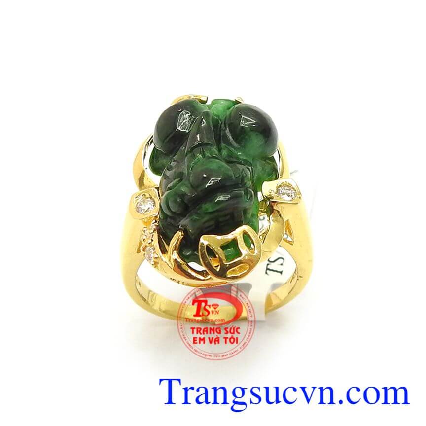 Nhẫn Vàng Tỳ Hưu Jadeite Thiên Nhiên, Nhẫn Nữ Tỳ Hưu, nhẫn nữ đính đá thời trang