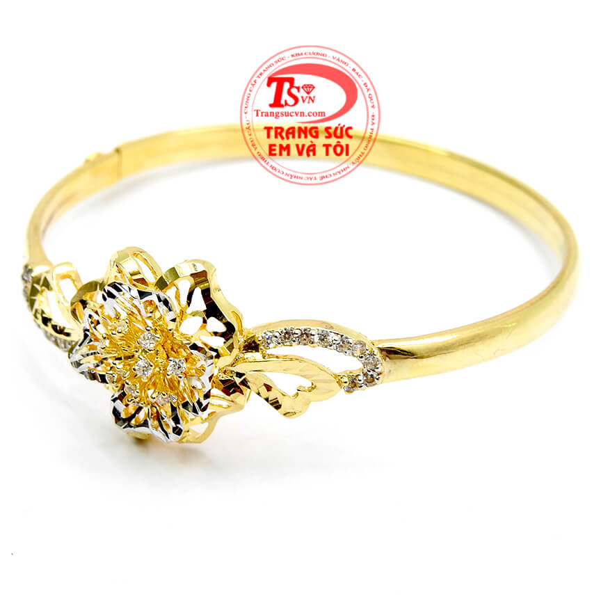 Vòng tay hoa đính đá cho bạn gái, Vòng tay vàng tây chất lượng cao, thiết kế đẹp, Vòng tay đẹp phù hợp nhiều lứa tuổi