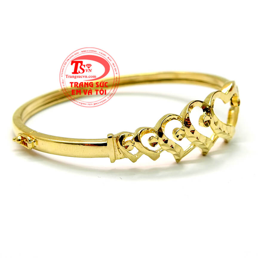 Vòng tay vàng trái tim kép độc đáo cho phái đẹp, Vòng tay vàng tây 10k chất lượng cao, Vòng tay cá tính cho bạn gái