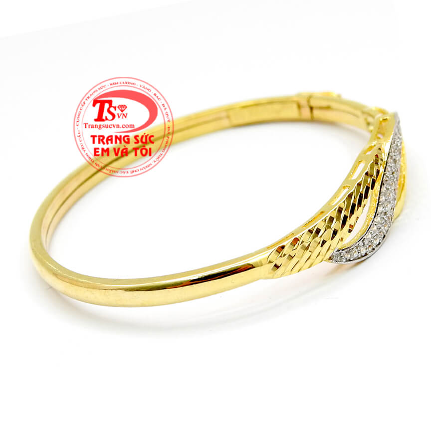 Vòng vàng đính đá nhỏ xinh, Vòng tay vàng tây nữ đính đá tinh tế, Vòng tay vàng tây mẫu mã đẹp, Quà tặng bạn gái ý nghĩa