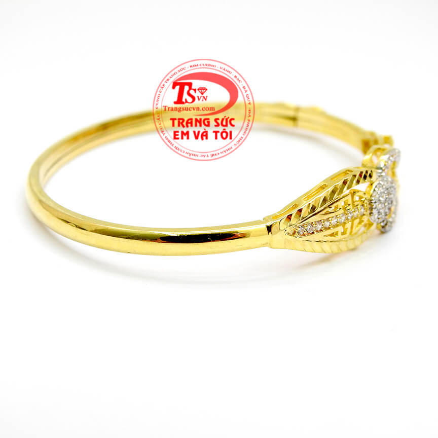 Vòng vàng trái tim đính đá, Vòng tay vàng tây nữ chất lượng cao, Vòng tay thiết kế tinh xảo, thời trang