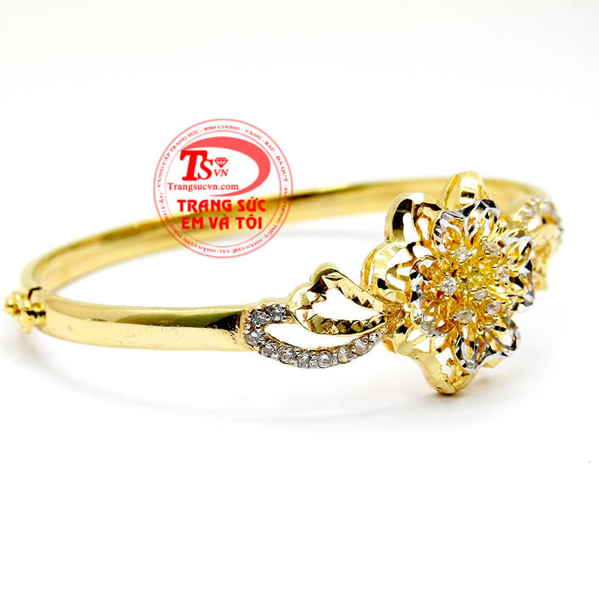 Vòng tay hoa đính đá cho bạn gái, Vòng tay vàng tây chất lượng cao, thiết kế đẹp, Vòng tay đẹp phù hợp nhiều lứa tuổi