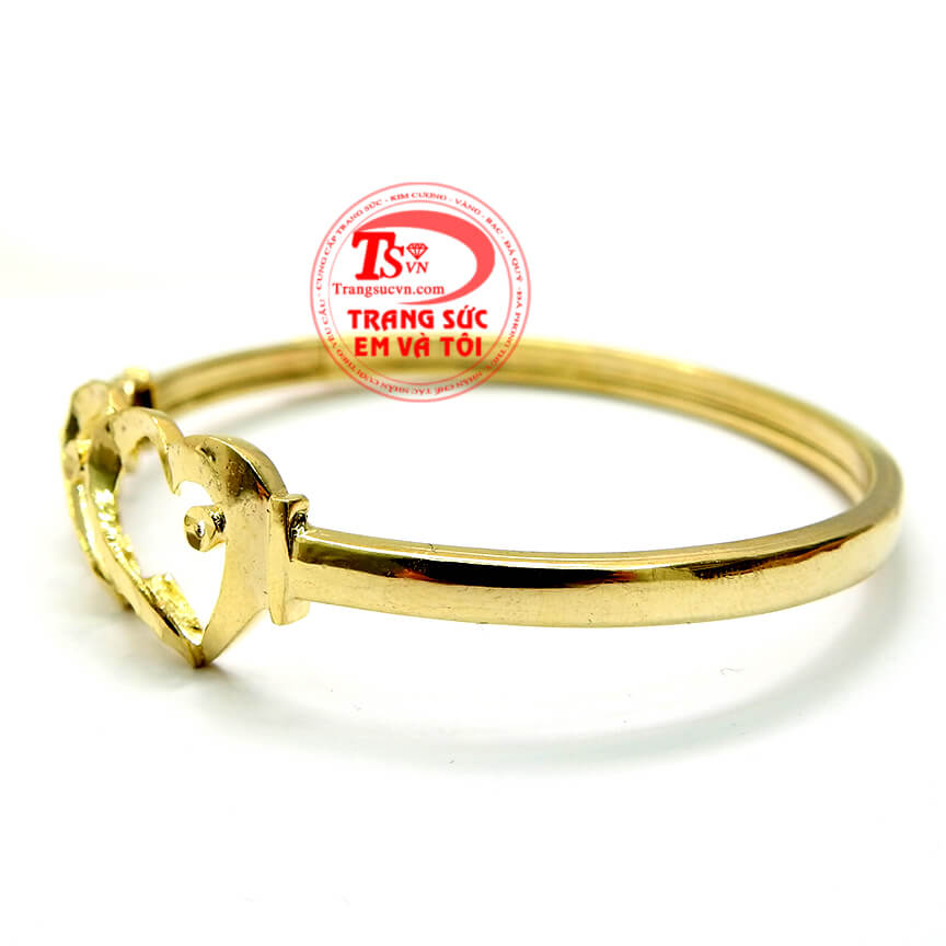 Vòng tay vàng trái tim kép độc đáo cho phái đẹp, Vòng tay vàng tây 10k chất lượng cao, Vòng tay cá tính cho bạn gái