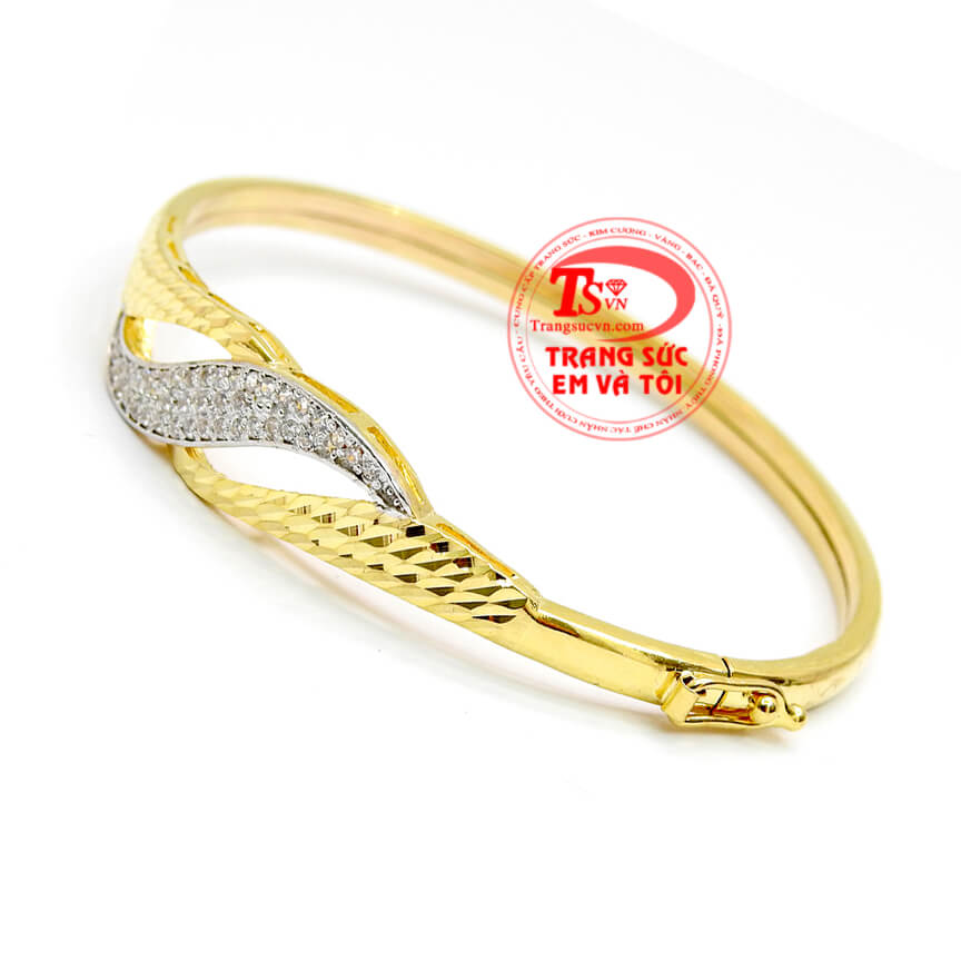 Vòng vàng đính đá nhỏ xinh, Vòng tay vàng tây nữ đính đá tinh tế, Vòng tay vàng tây mẫu mã đẹp, Quà tặng bạn gái ý nghĩa
