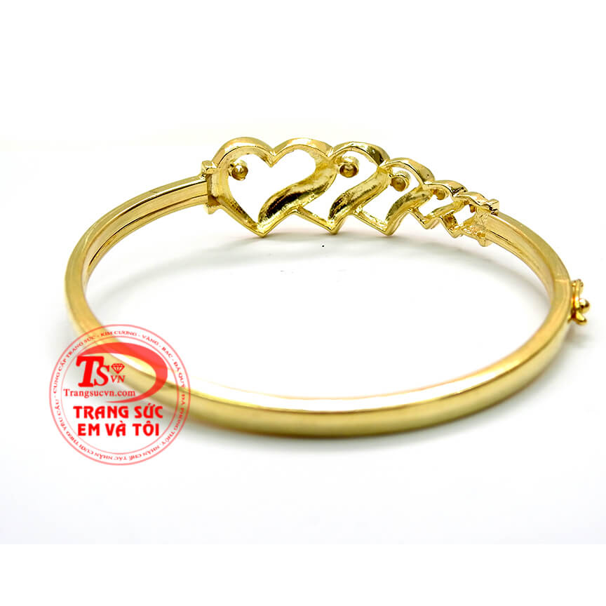 Vòng tay vàng trái tim kép độc đáo cho phái đẹp, Vòng tay vàng tây 10k chất lượng cao, Vòng tay cá tính cho bạn gái