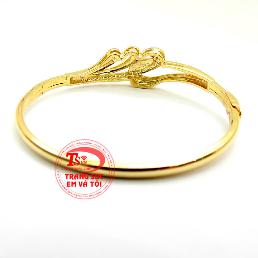 Vòng vàng lá đính đá đẹp cho nữ, Vòng tay vàng tây thiết kế độc đáo, Vòng tay vàng tây nữ, Quà tặng cho bạn gái