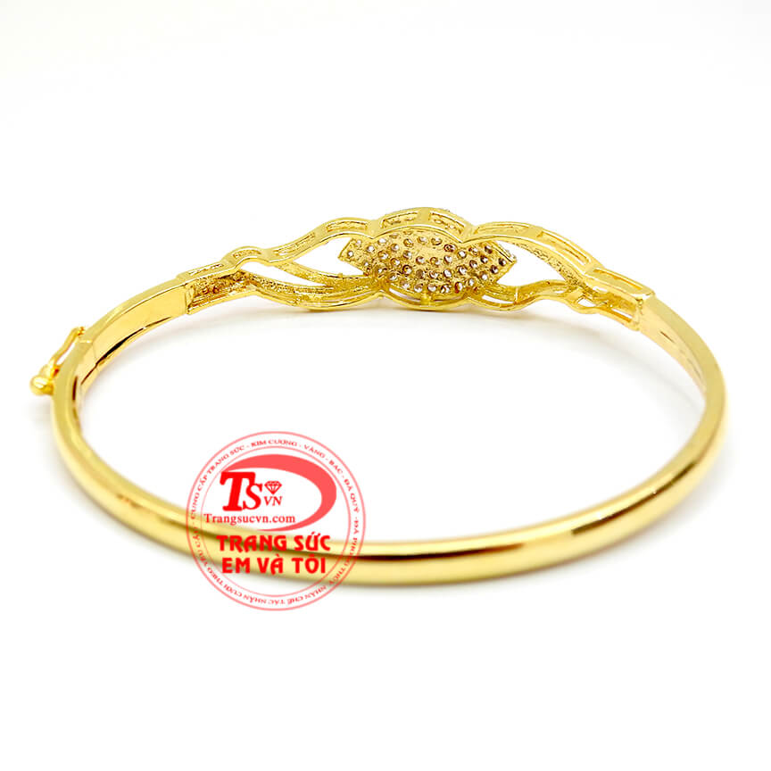 Vòng vàng tây hình chiếc lá, Vòng vàng tây đính đá đẹp cho nữ, Vòng tay thiết kế tinh xảo hợp thời trang