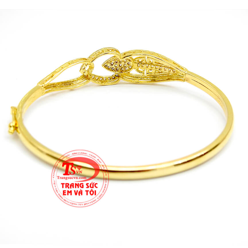 Vòng vàng trái tim đính đá, Vòng tay vàng tây nữ chất lượng cao, Vòng tay thiết kế tinh xảo, thời trang