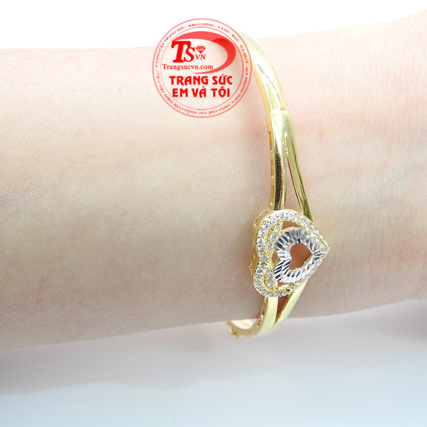 Vòng nữ vàng tây đính đá cho nữ, Vòng nữ vàng 10k chất lượng cao, Vòng tay vàng tây  thiết kế độc đáo thời trang