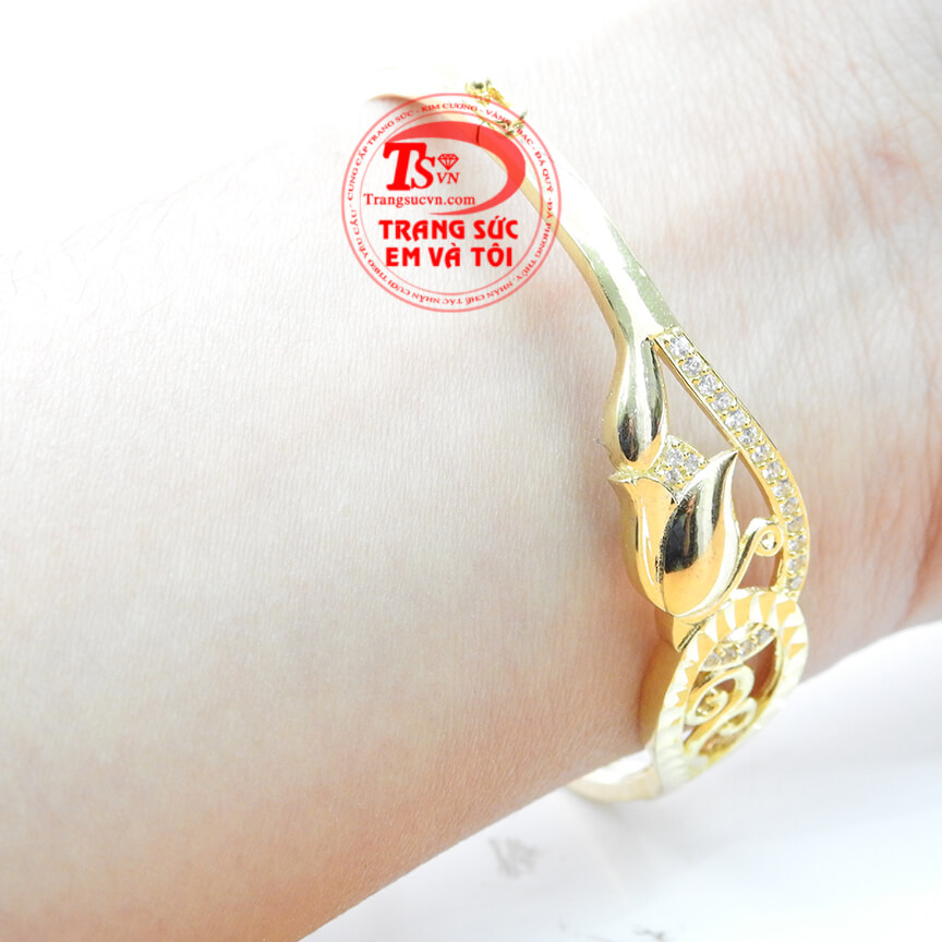 Vòng tay hoa hồng đính đá cho nữ mẫu mã đẹp chất lượng cao, Vòng tay vàng tây đính đá, Vòng tay thiết kế tinh xảo độc đáo