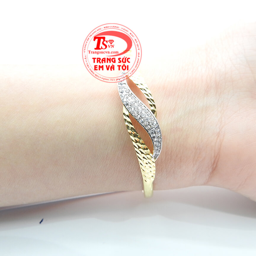 Vòng vàng đính đá nhỏ xinh, Vòng tay vàng tây nữ đính đá tinh tế, Vòng tay vàng tây mẫu mã đẹp, Quà tặng bạn gái ý nghĩa
