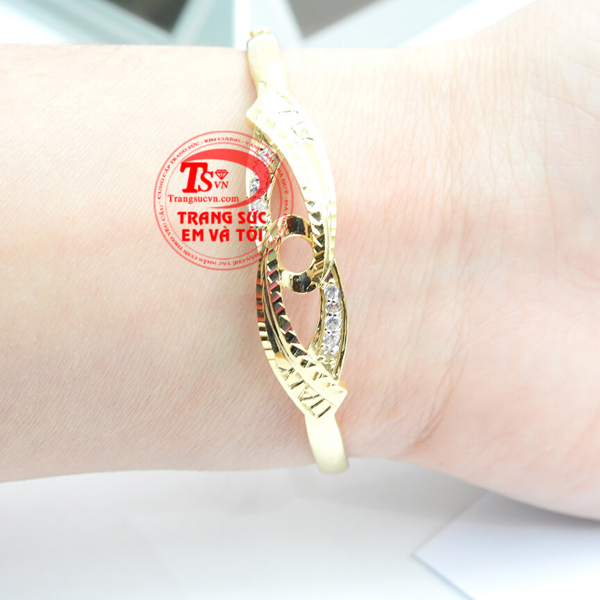 Vòng vàng tây đính đá tinh xảo, Vòng tay vàng tây cho nữ thiết kế thời trang, Vòng tay vàng chất lượng cao
