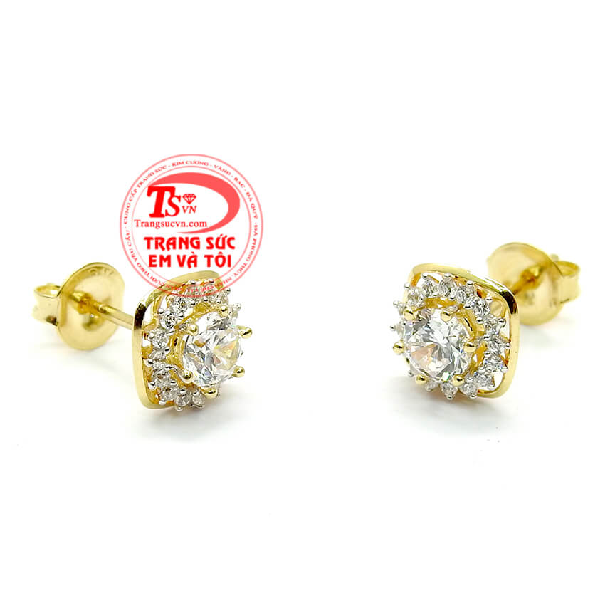 Hoa tai nữ đính đá cho bạn gái, Hoa tai nữ vàng tây, Hoa tai nữ đẹp thời trang cá tính cho phái đẹp, Quà tặng bạn gái ý nghĩa