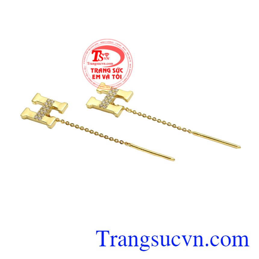 Hoa tai nữ vàng chữ H, Hoa tai nữ vàng, Hoa tai vàng sang trọng Hoa tai nữ vàng chữ H, Hoa tai nữ vàng, Hoa tai vàng sang trọng