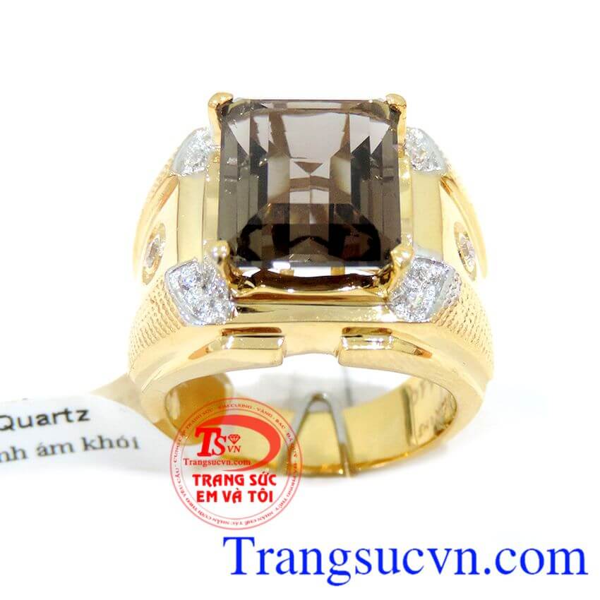Nhẫn vang nam thạch anh khói, Nhẫn nam đẹp, nhẫn nam thạch anh khói cao cấp
