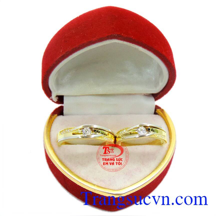 Nhẫn cưới vàng màu 10k korea đẹp, nhan cuoi vang mau 10k korea dep