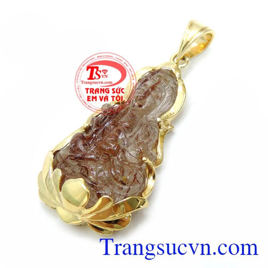 Mặt Phật Quan Âm Thạch Anh Tóc Nâu, Mặt dây chuyền nam mạnh mẽ cá tính, Mặt dây chuyền thạch anh đỏ thiên nhiên