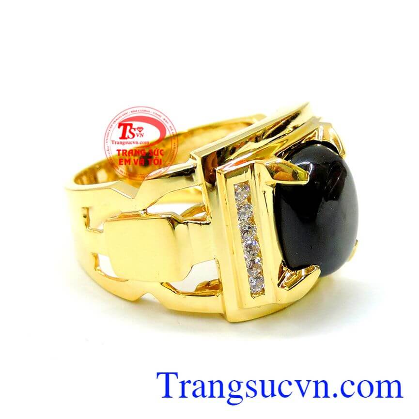 Nhẫn nam sapphire sao 18k quý phái	