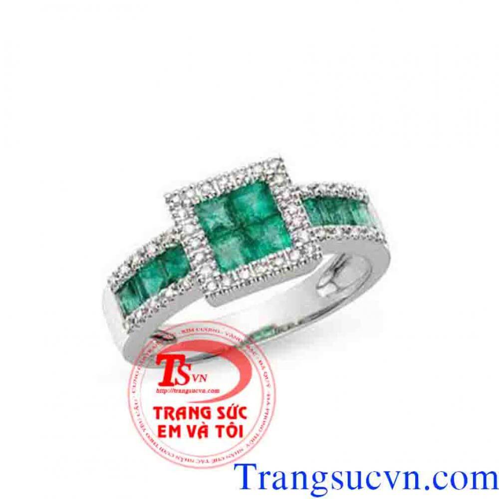 Nhẫn nữ gắn đá kết emerald	