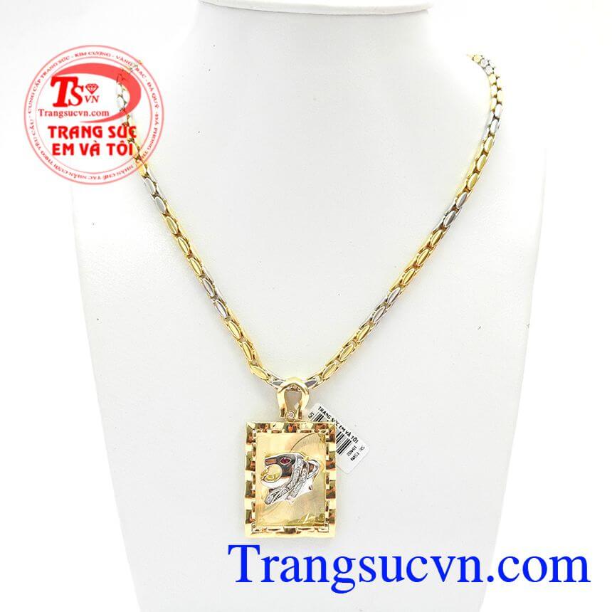 Bộ trang sức vàng nam, Bộ Dây Chuyền Nam Mặt Báo, Bộ dây chuyền nam sang trọng.