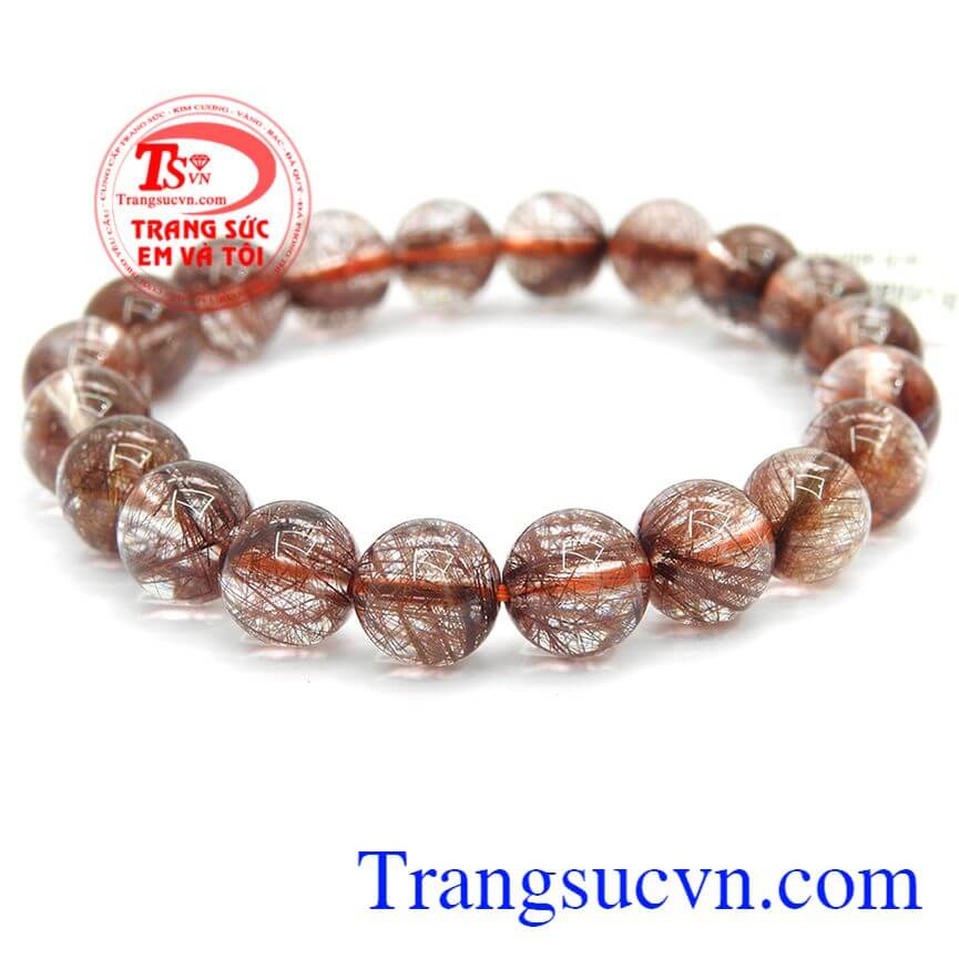 Vòng tay thạch anh tóc nâu, Chuỗi thạch anh tóc ánh nâu, Vòng tay thạch anh may mắn.	