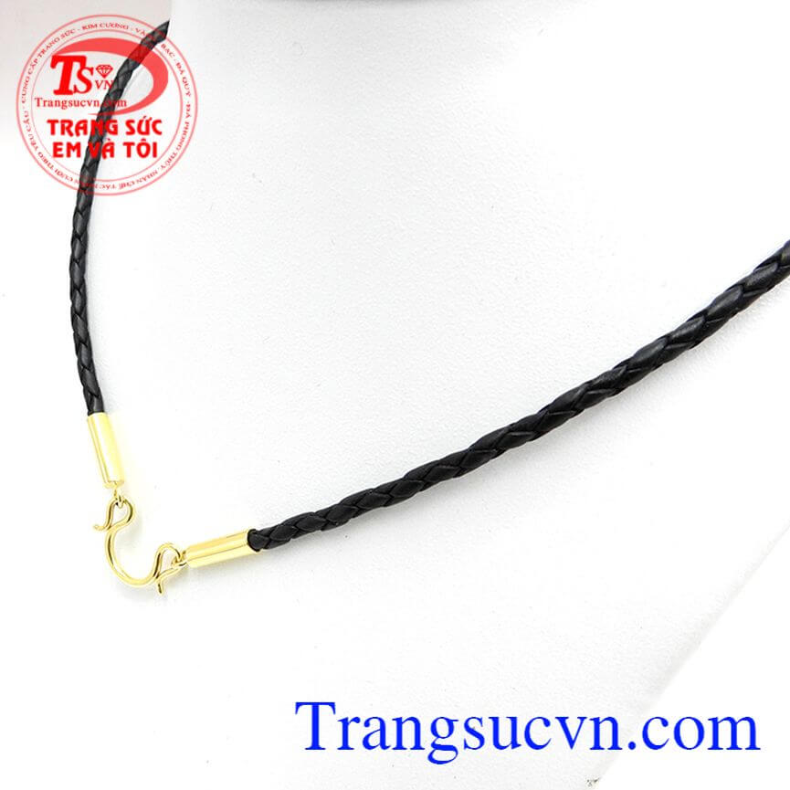 Dây da tết phong cách, Dây da bọc vàng, dây da bọc vàng 10k.	