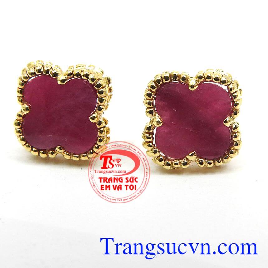 Hoa tai Ruby quý phái, Hoa tai Ruby thiên nhiên, Hoa tai Ruby  đẹp