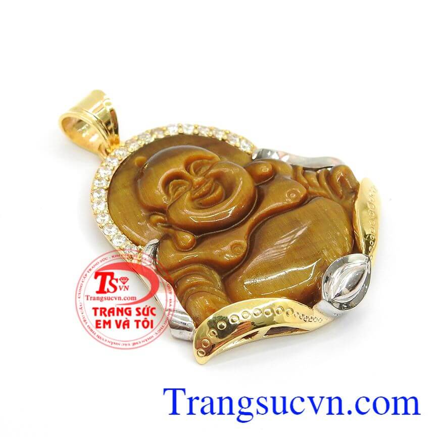 Mặt dây chuyền Di Lặc mắt hổ, Mặt dây chuyền đá mắt hổ đẹp, Mặt dây chuyền sang trọng.	