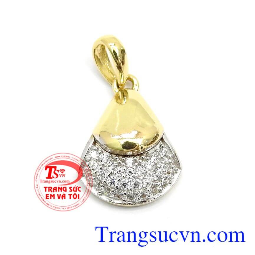 Mặt dây nhập khẩu hình quạt đính đá, Mặt dây chuyền đẹp, Mặt dây chuyền sang trọng.