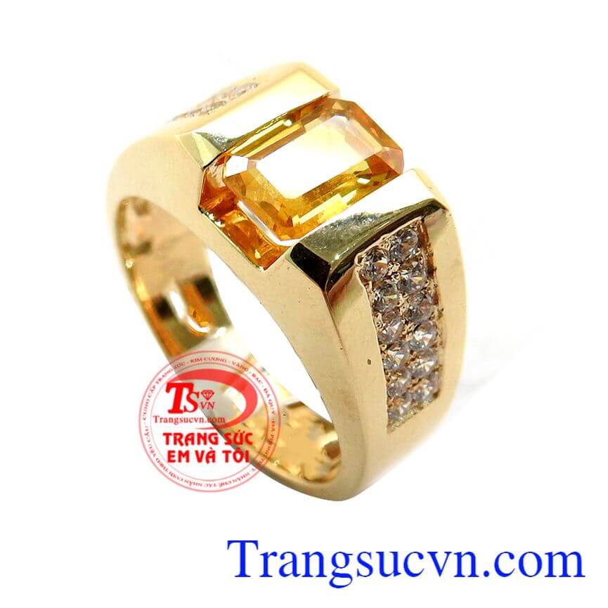 Nhẫn nam saphir vàng, Nhẫn nam đẹp, Nhẫn nam sang trọng.	