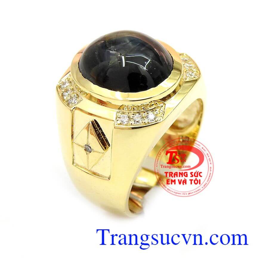 Nhẫn nam Sapphire thiên nhiên, Nhẫn nam sang trọng, Nhẫn nam Sapphire cao cấp.