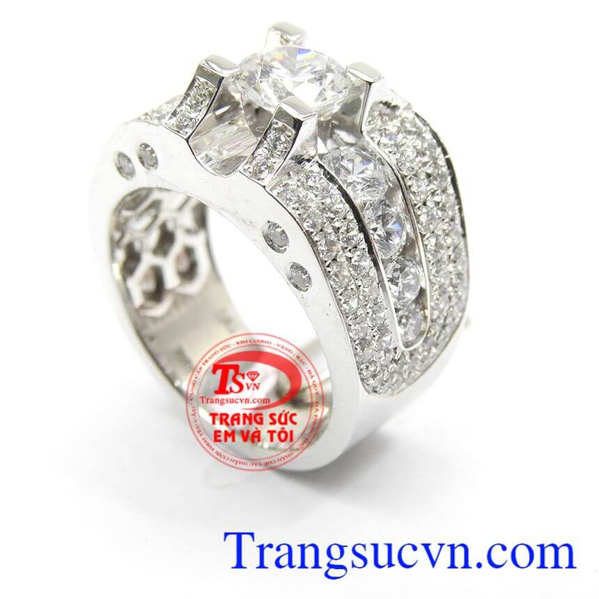 Nhẫn nam vàng trắng độc đáo,Nhẫn nam vàng cao câp, Nhẫn nam vàng sang trọng.	