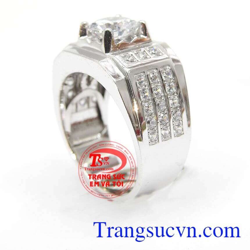 Nhẫn nam vàng trắng mạnh mẽ, Nhẫn nam càng trắng cao cấp, nhẫn nam vàng trắng sang trọng.