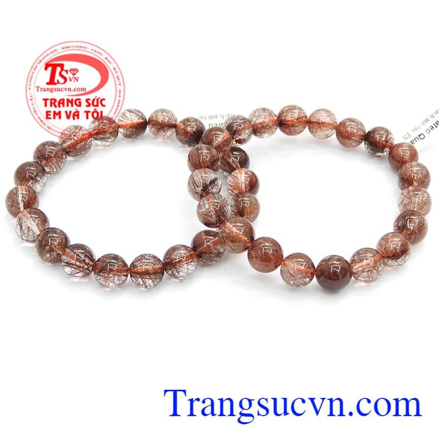 Vòng tay thạch anh tóc nâu, Chuỗi thạch anh tóc ánh nâu, Vòng tay thạch anh may mắn.	